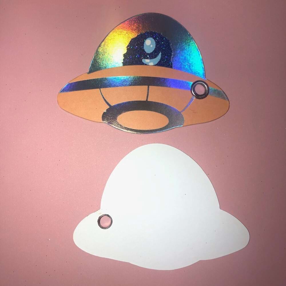 Premium Glitter Gift Tag - Space ship