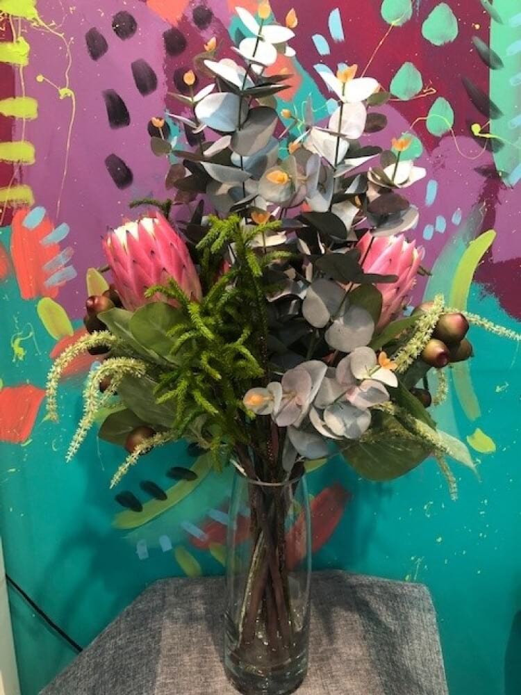 Protea Glass Vase Arrangement