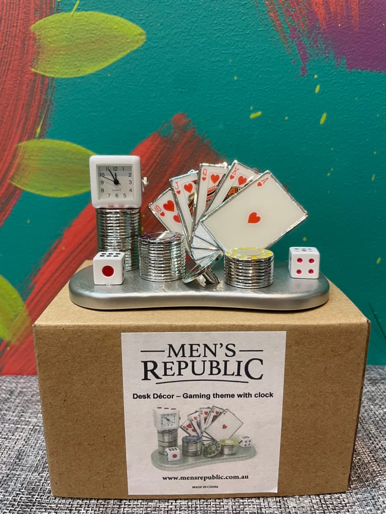 Men`s Republic Desk Decor - Gaming Theme with Clock