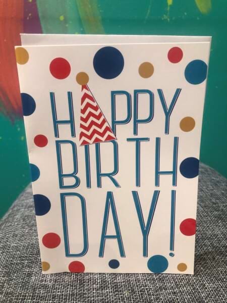 Birthday Card Blue, Red, Gold 