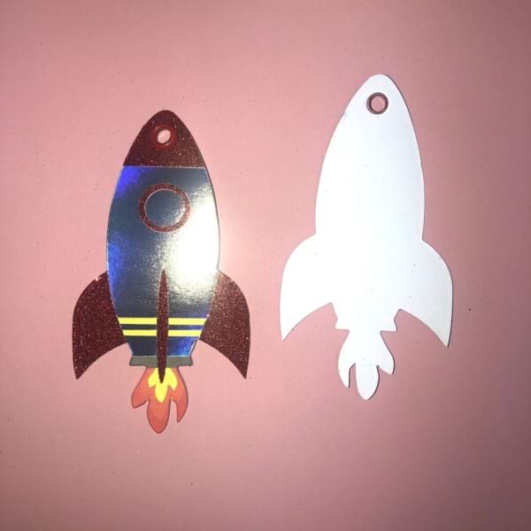 Premium Glitter Gift Tag - Rocket